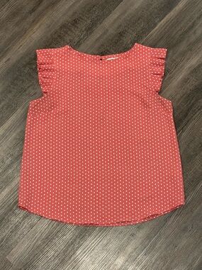 Monteau Coral Pink Dot Ruffle Sleeve Camisole